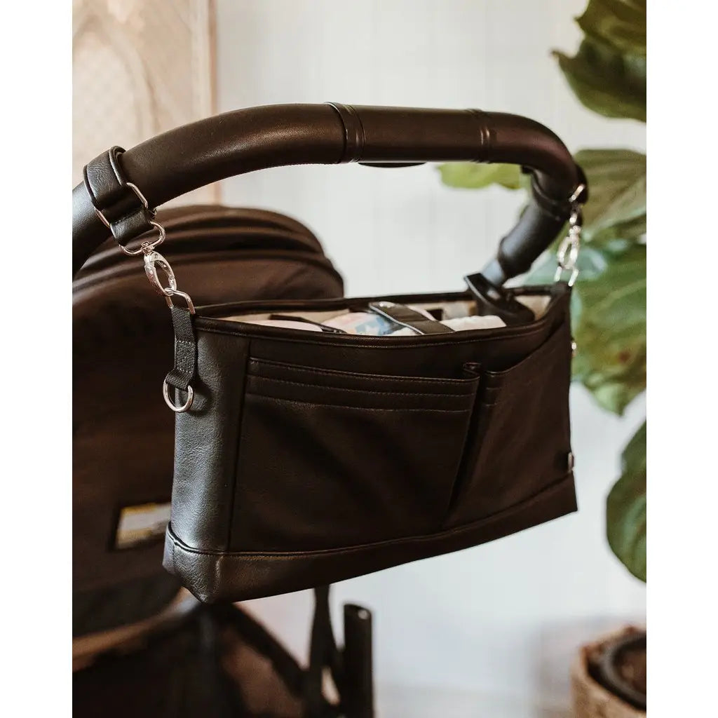 Signature Pram Caddy - Black Dimple Vegan