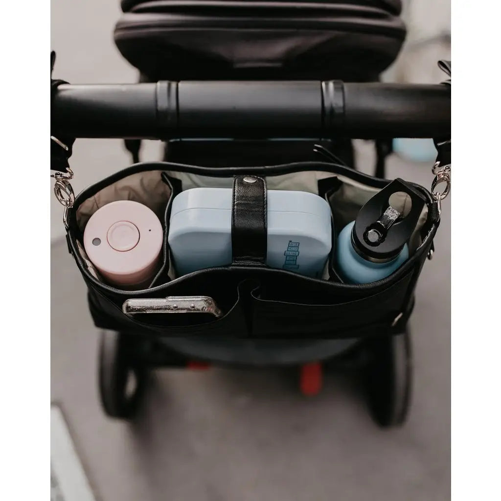 Signature Pram Caddy - Black Dimple Vegan