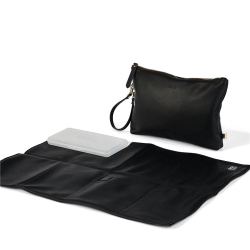 OiOi Nappy Changing Pouch - Black Vegan Leather