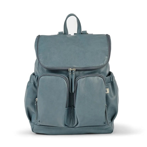 OiOi Signature Nappy Backpack - Stone Blue Vegan Leather