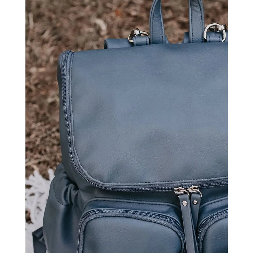 OiOi Signature Nappy Backpack - Stone Blue Vegan Leather