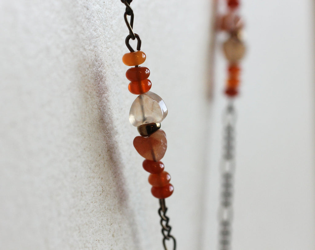 Locket Necklace with Solid Perfume. Diamond Pattern. Unique Chain with Carnelian