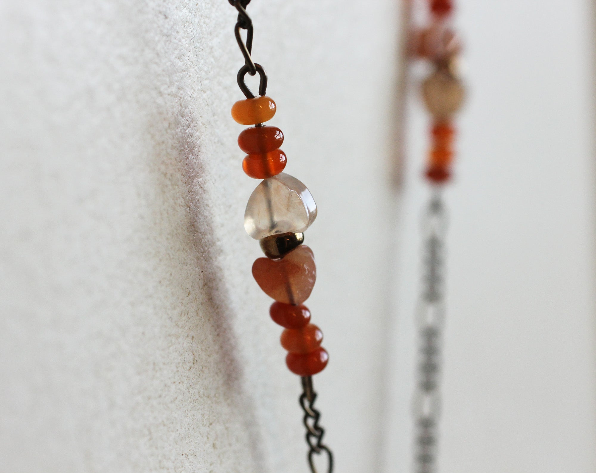 Locket Necklace with Solid Perfume. Diamond Pattern. Unique Chain with Carnelian