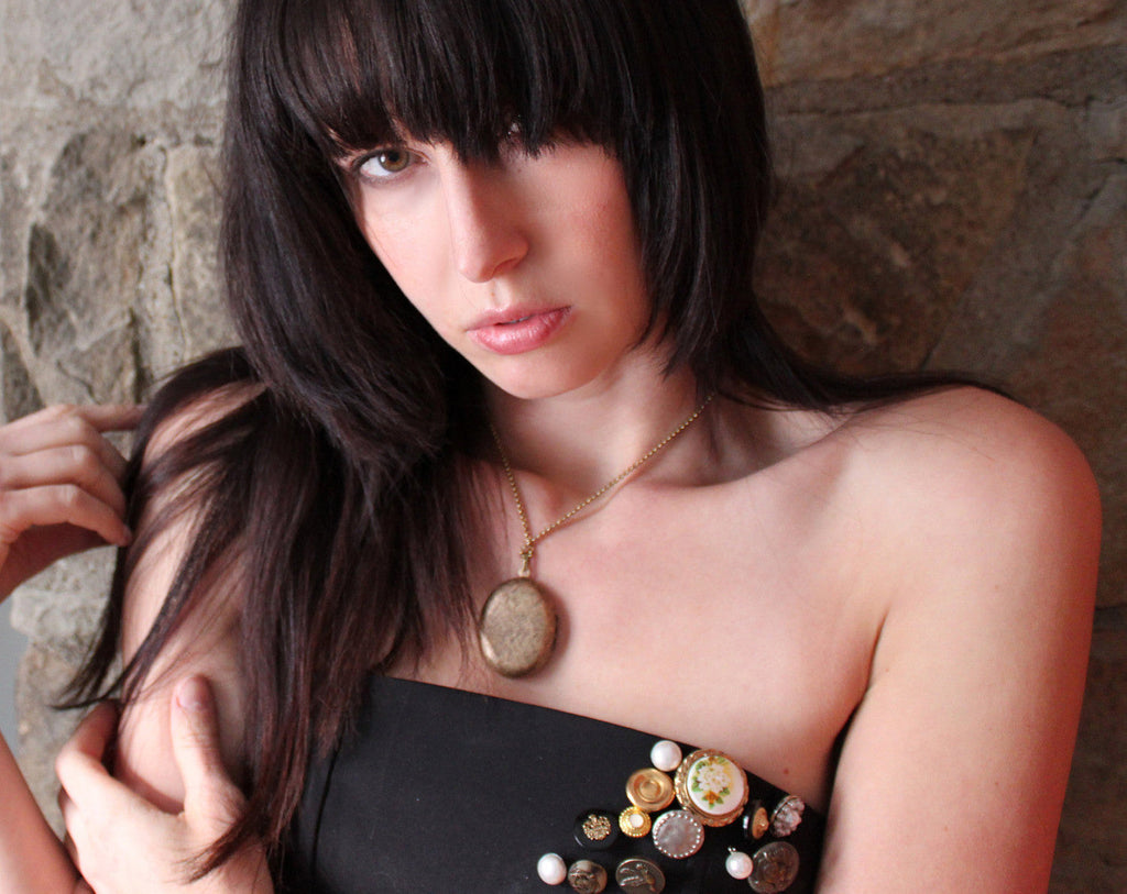 Locket Necklace with Solid Perfume. Diamond Pattern. Unique Chain with Ruby Zoisite