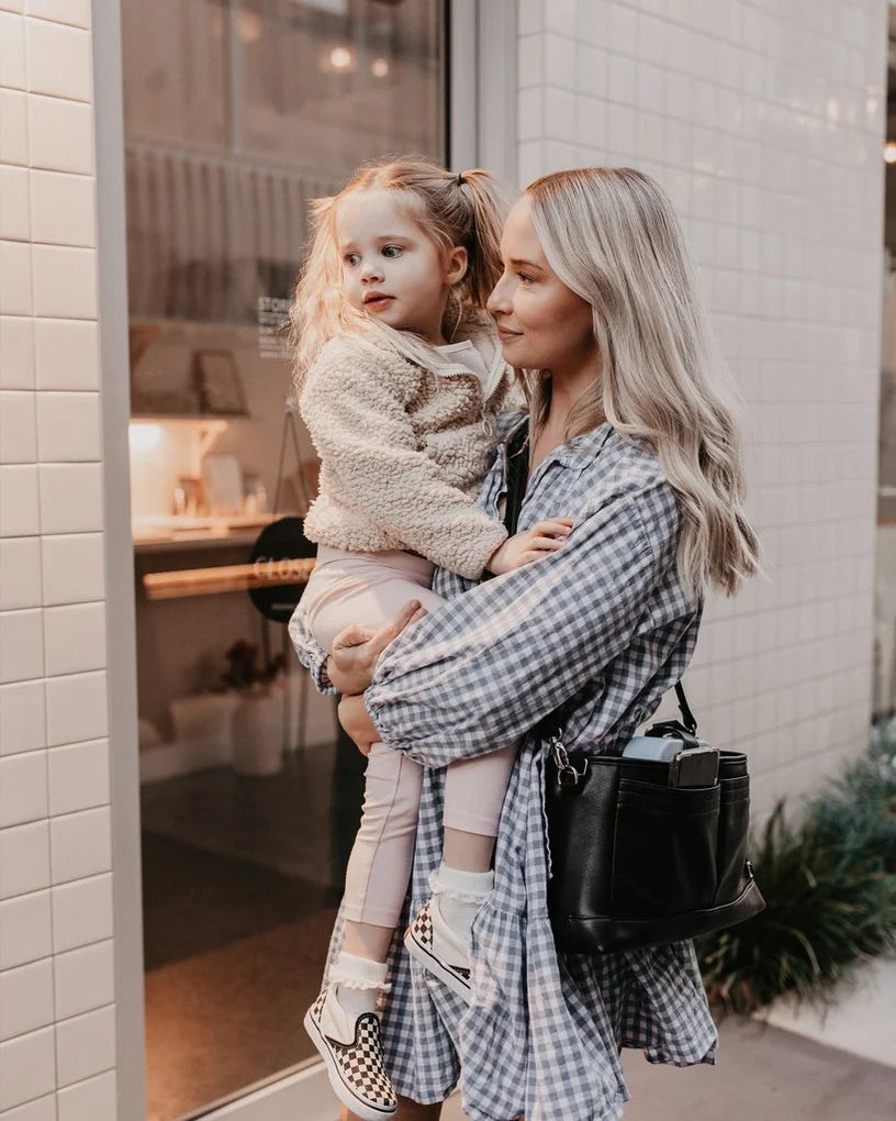 Signature Pram Caddy - Black Dimple Vegan