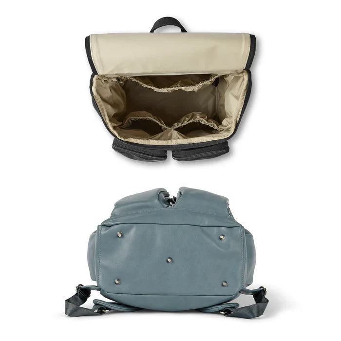 OiOi Signature Nappy Backpack - Stone Blue Vegan Leather