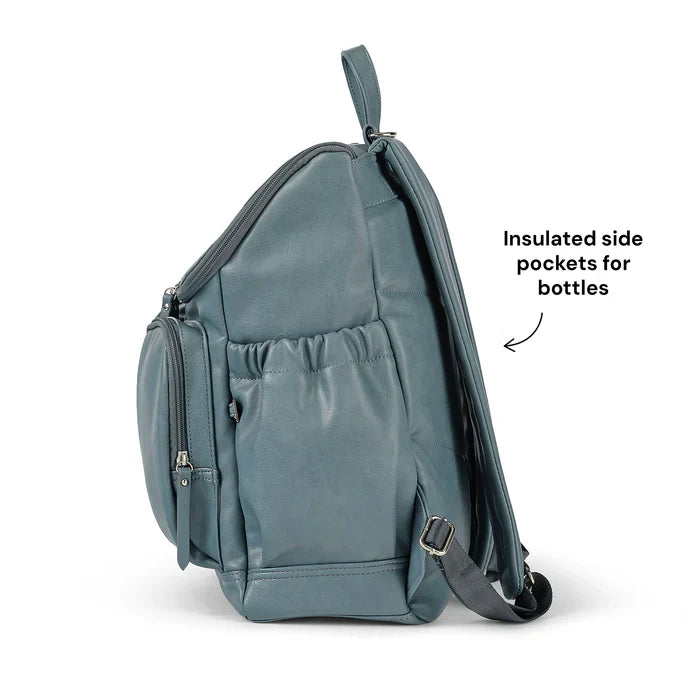 OiOi Signature Nappy Backpack - Stone Blue Vegan Leather